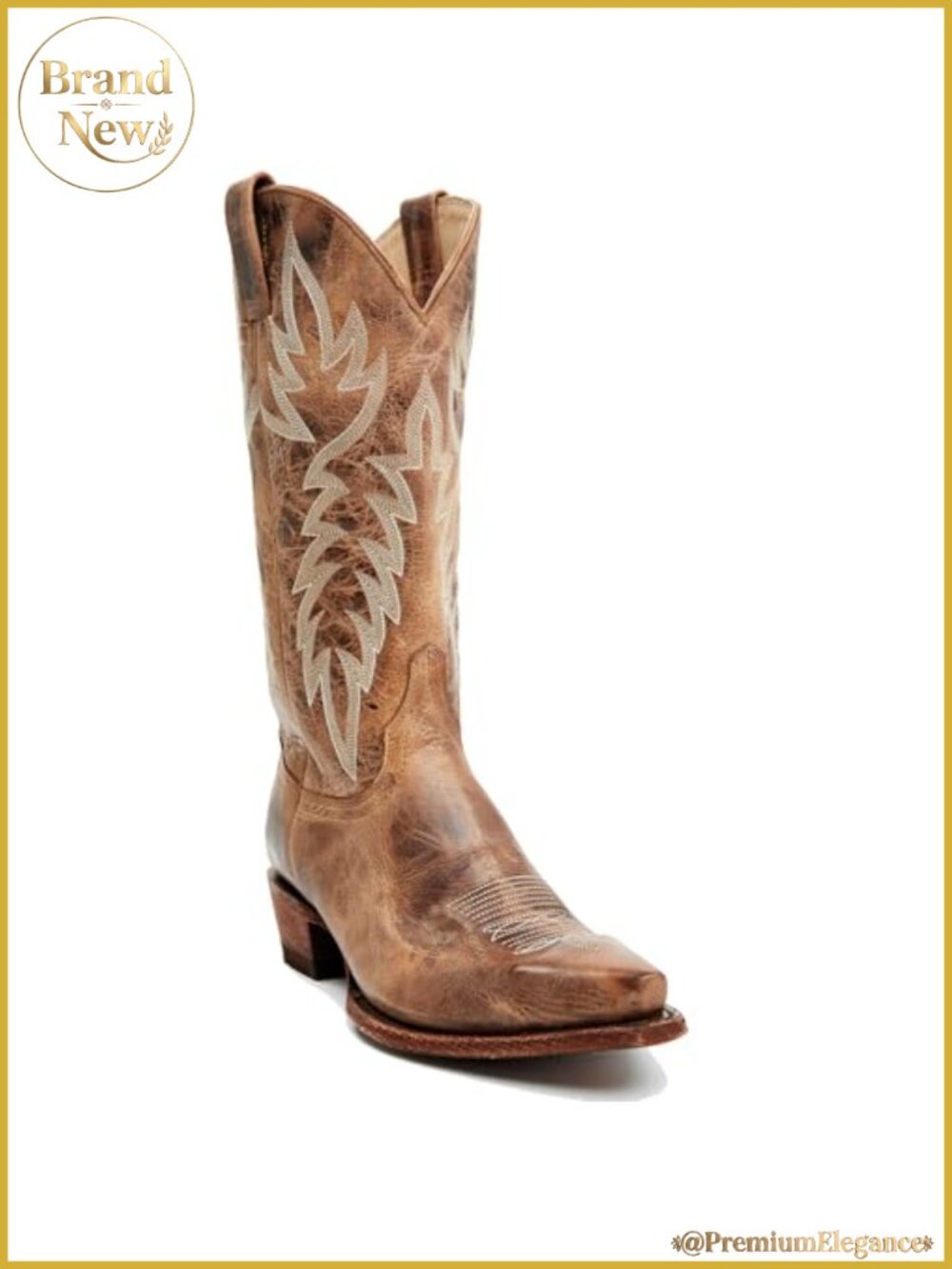 STALOV Women's Cowboy Boots Faux Leather Embroidered Mid Calf Western